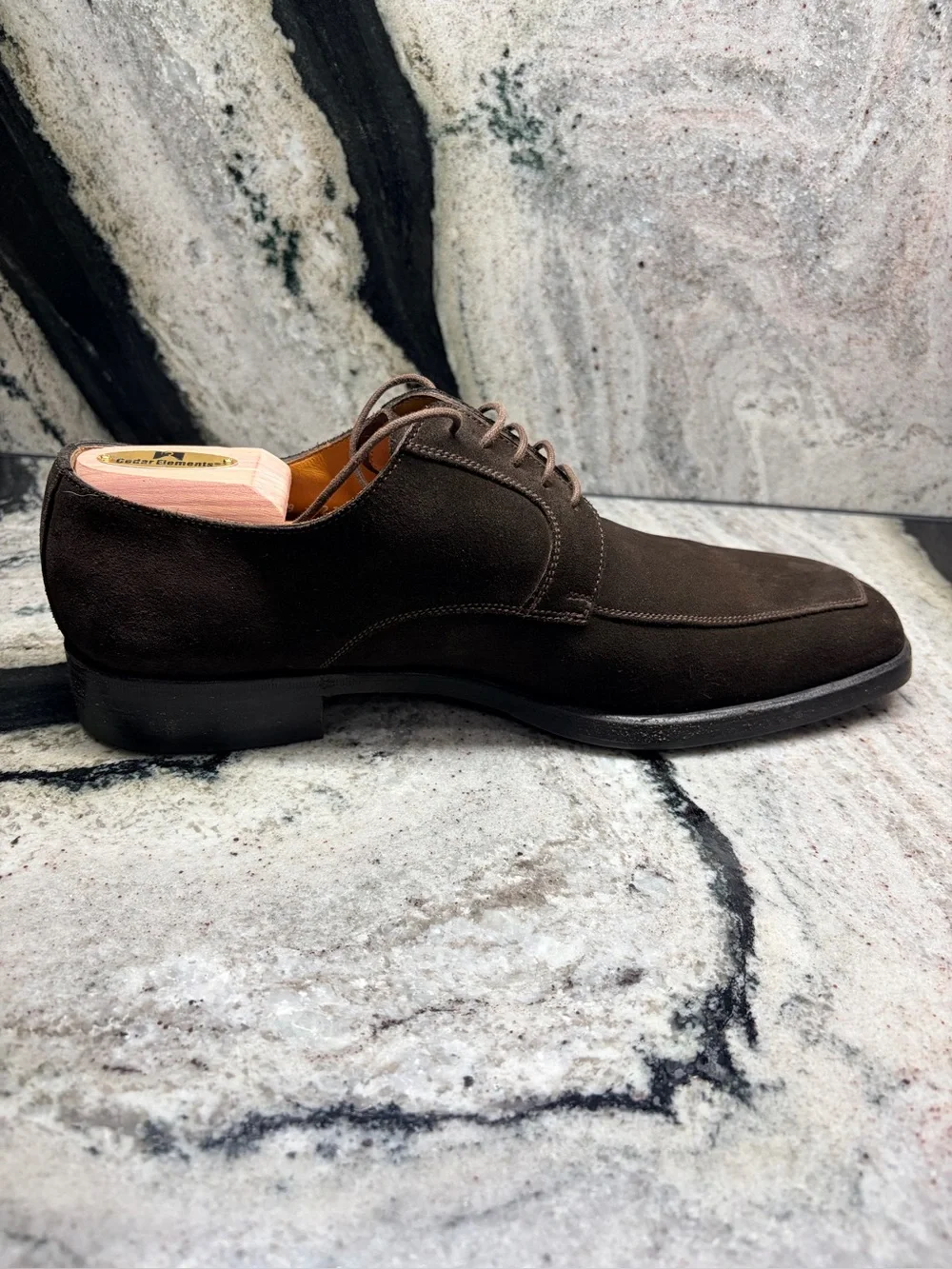 Barrett Dark Brown Suede Apron-Toe Derby Shoes – Made in Italy – Men’s US 10.5